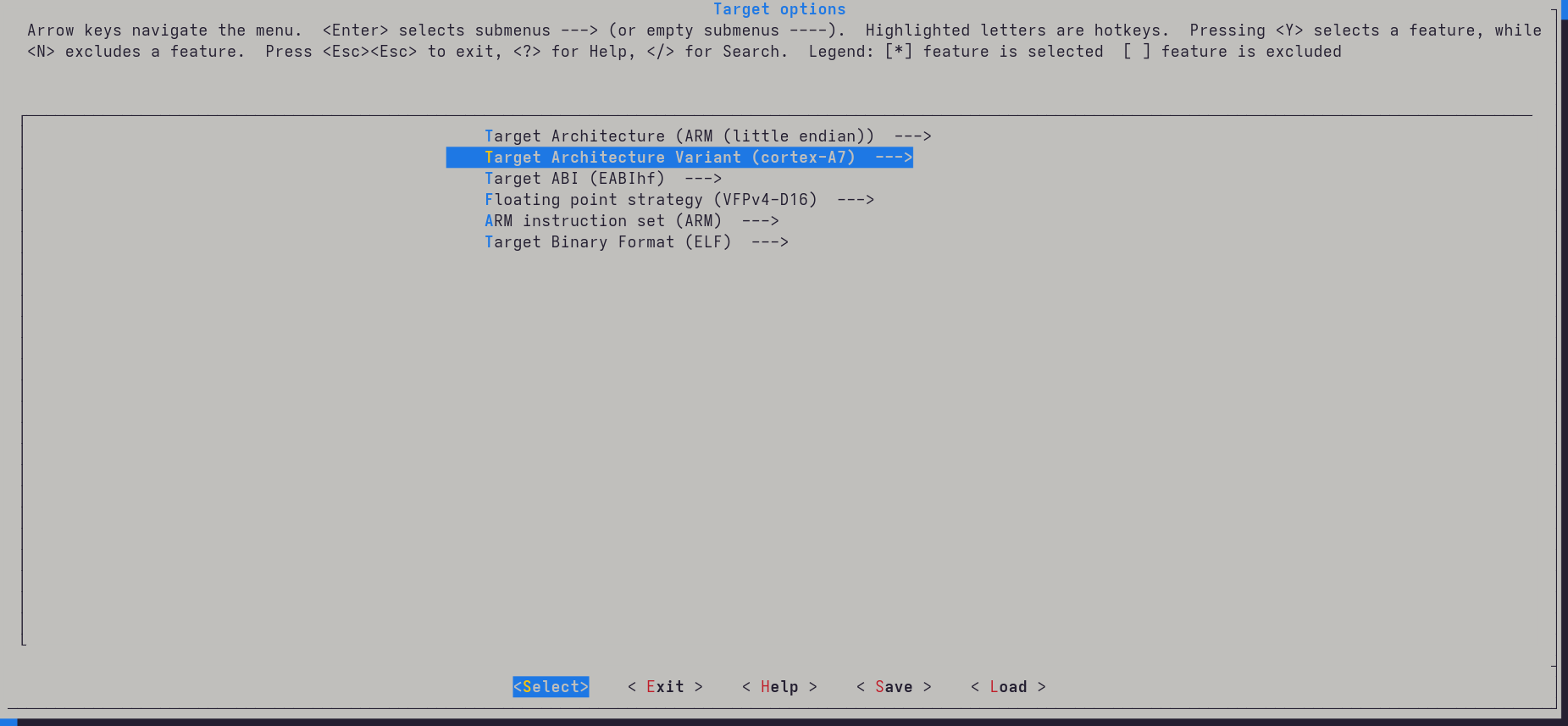 Buildroot menuconfig -> target_options